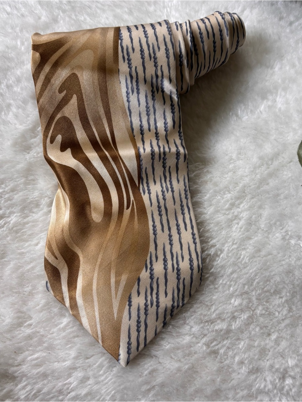 Vintage Vitaliano Luiselli Linea Oro Series Brown & Cream Patterned Silk Tie
